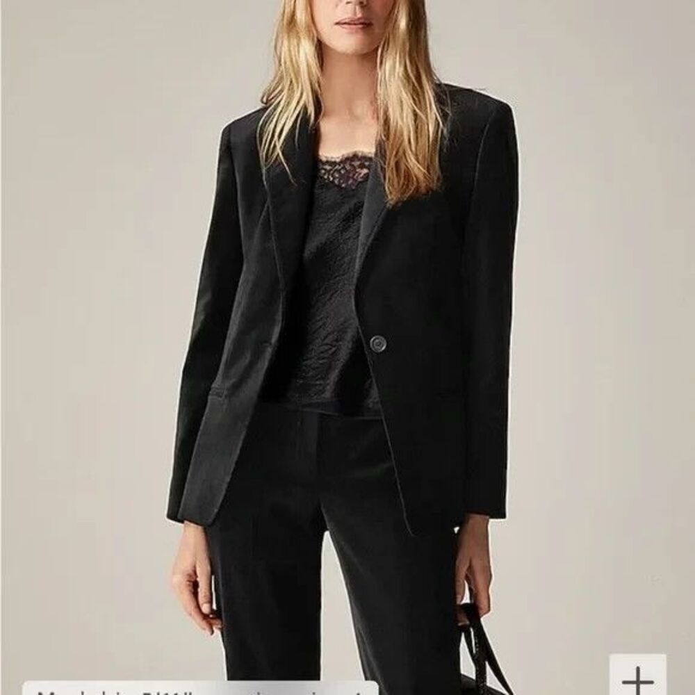 J. Crew Black Velvet Blazer Single Breasted Buttons Size 8 NWT!!